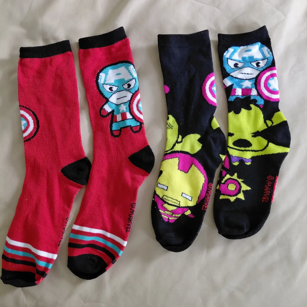 Marvel Heroic Crew Socks Captain American & Ironman NWOT